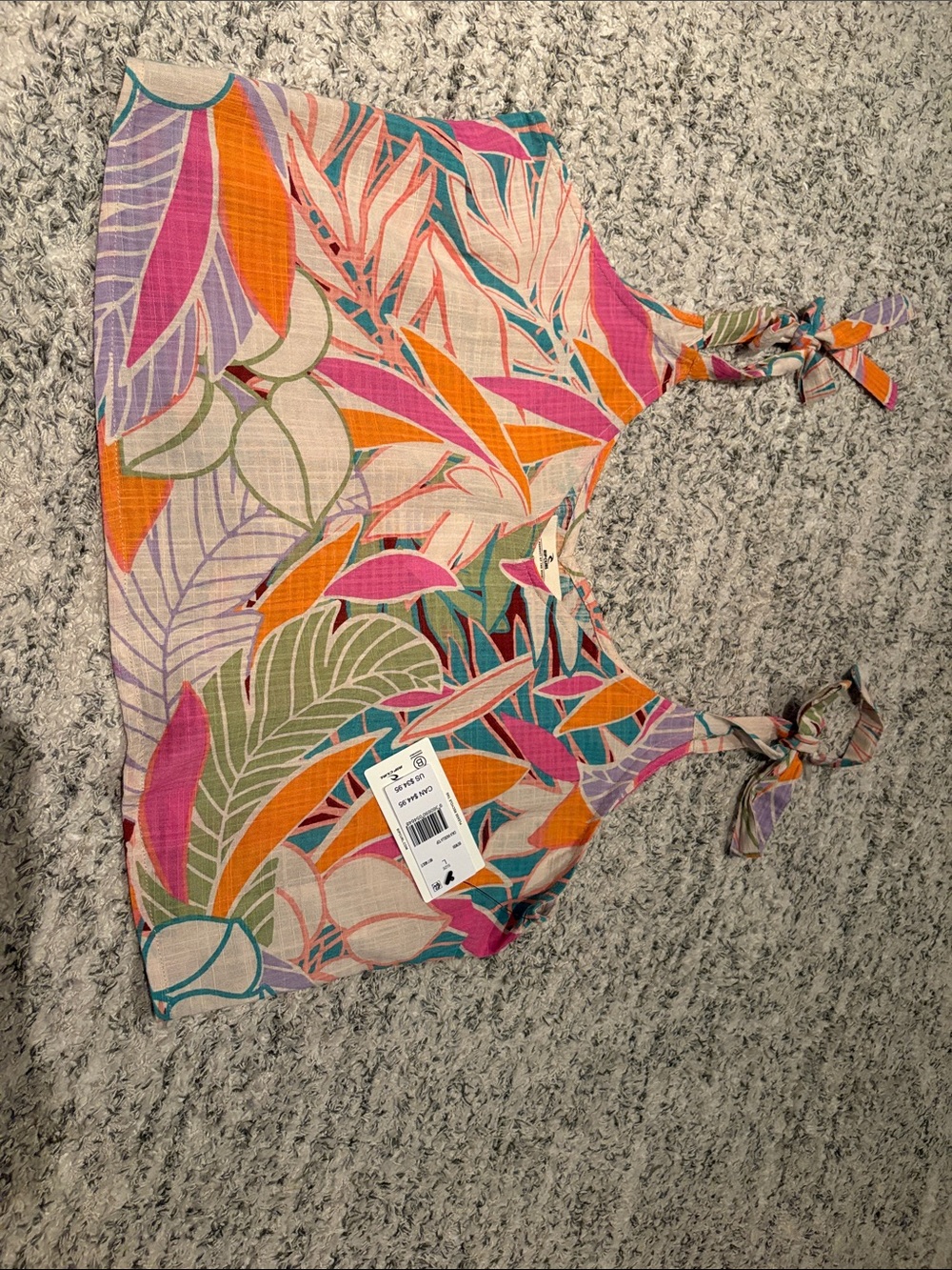 Rip Curl Tropical Tie-Shoulder Crop Camisole in Pink, Orange & Green